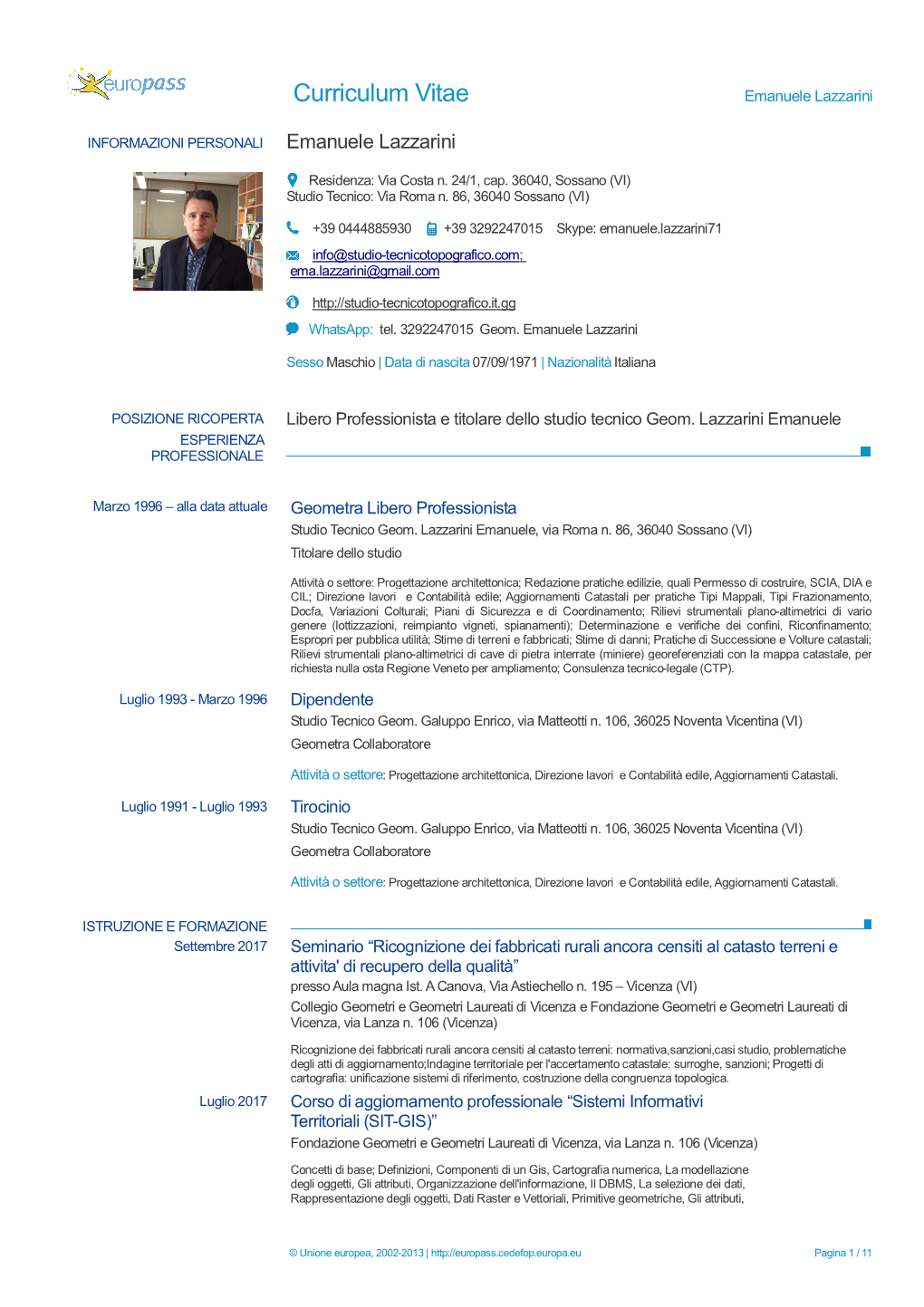 Curriculum Vitae Emanuele Lazzarini