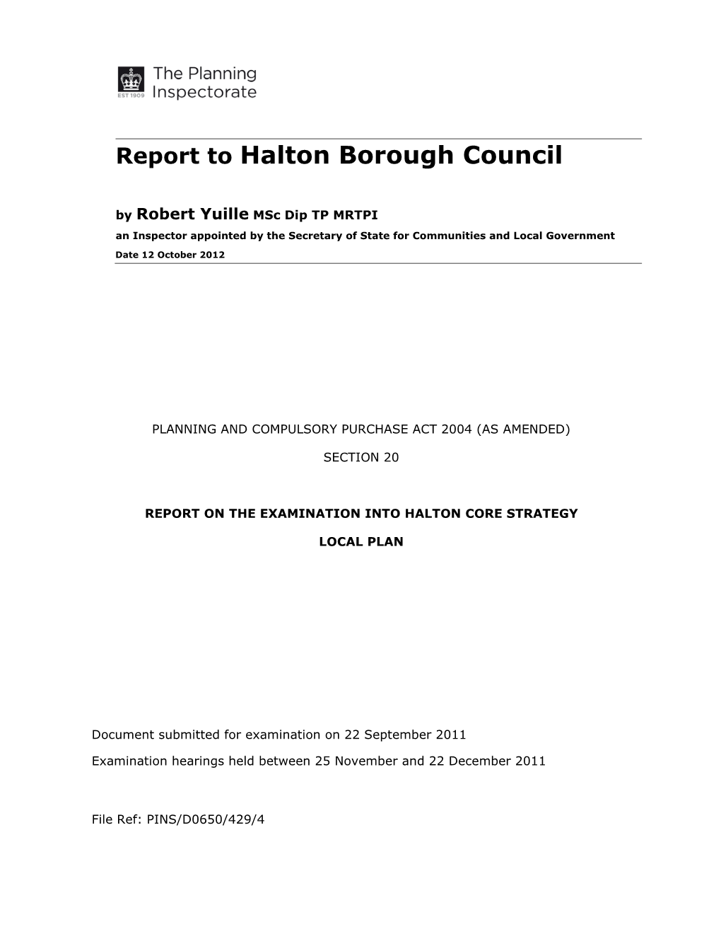 Report to Halton Borough Council