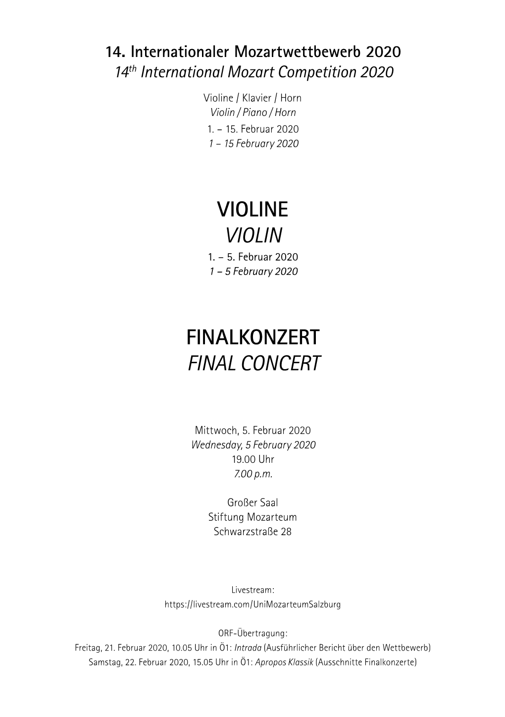 Violine Violin Finalkonzert