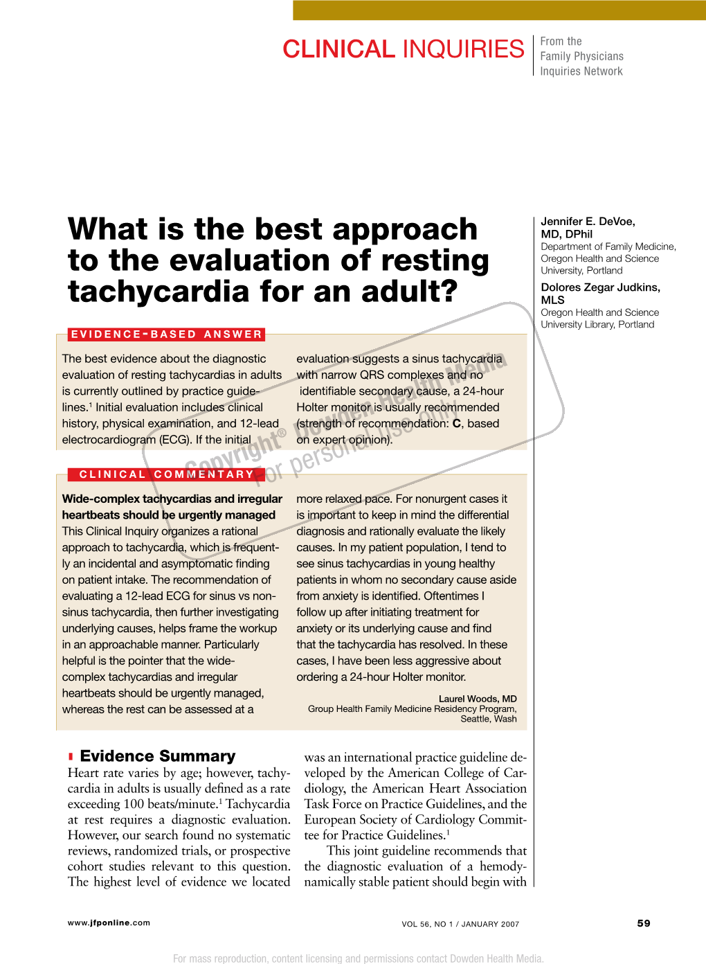 What Is the Best Approach to the Evaluation of Resting Tachycardia For