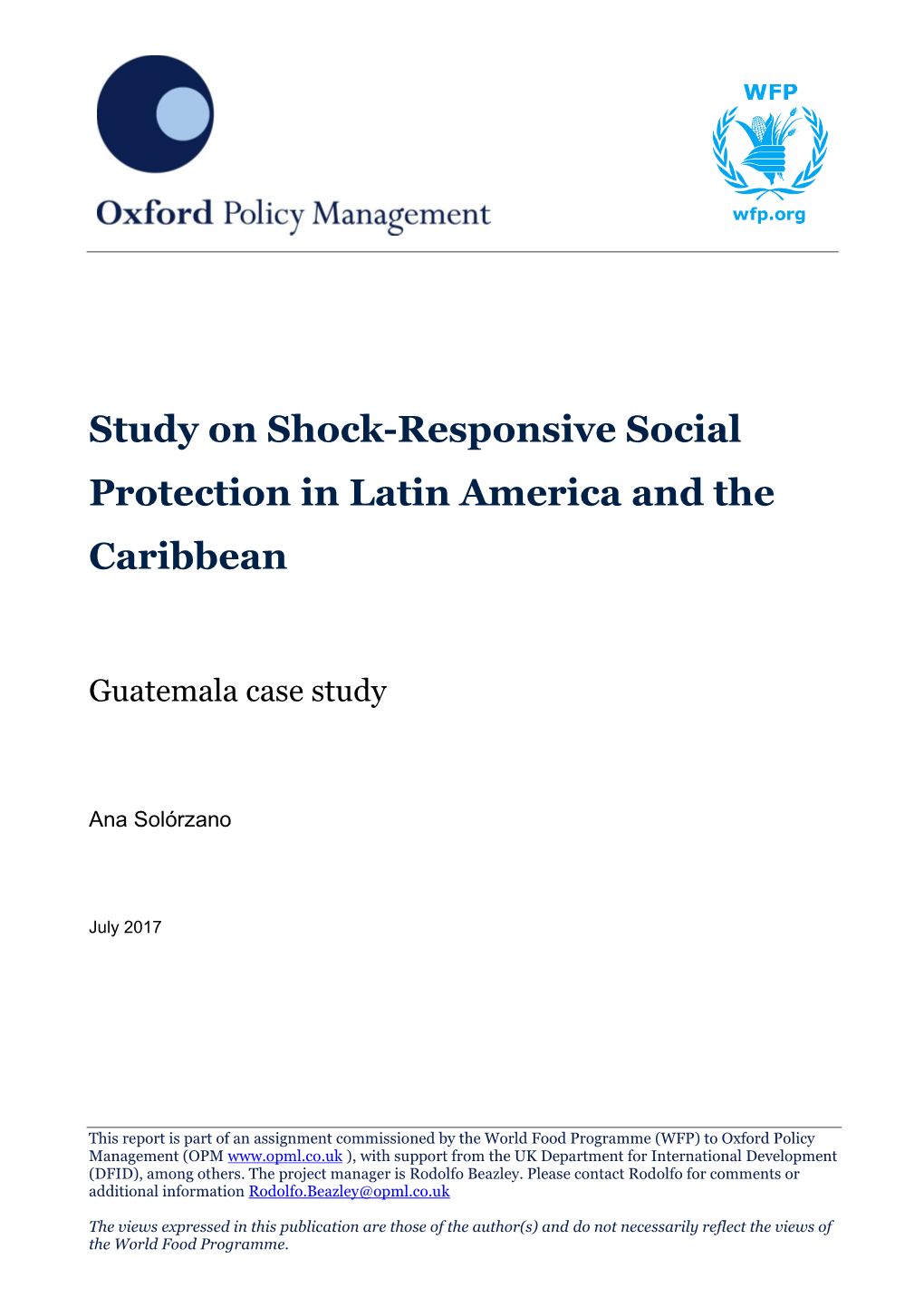 Study on Shock-Responsive Social Protection in Latin America and the Caribbean