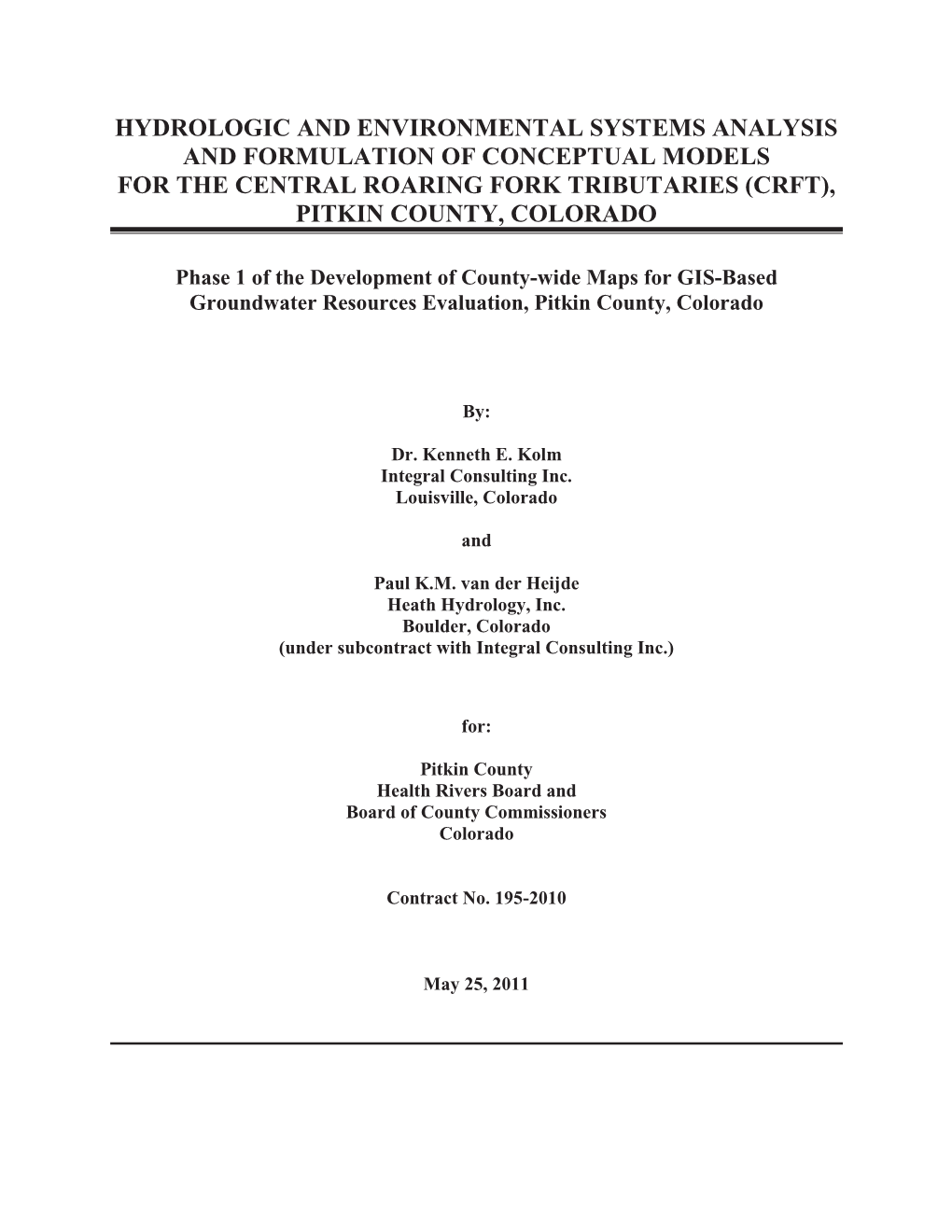 HSA of Central Roaring Fork Tributaries