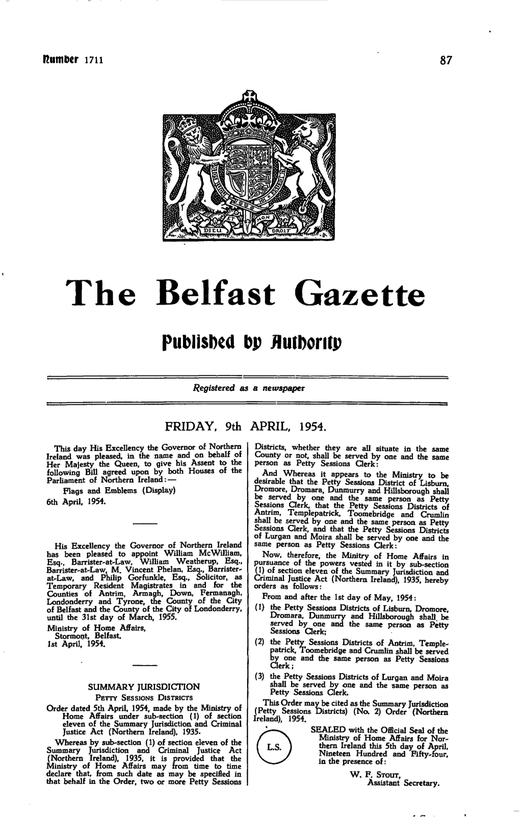 The Belfast Gazette, Issue 1711