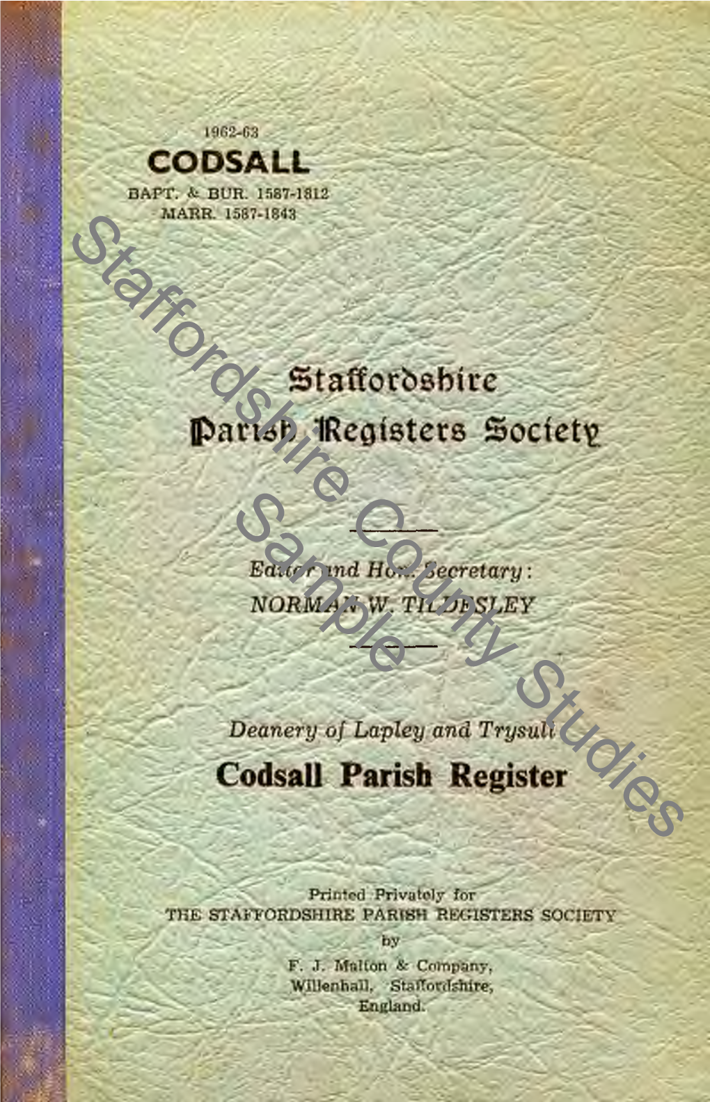 Codsall Parish Register, 1587-1812 (Marr. to 1843)