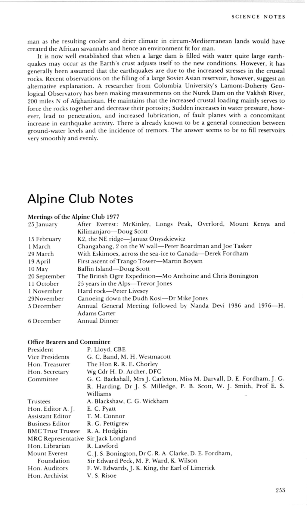 Alpine Club Notes