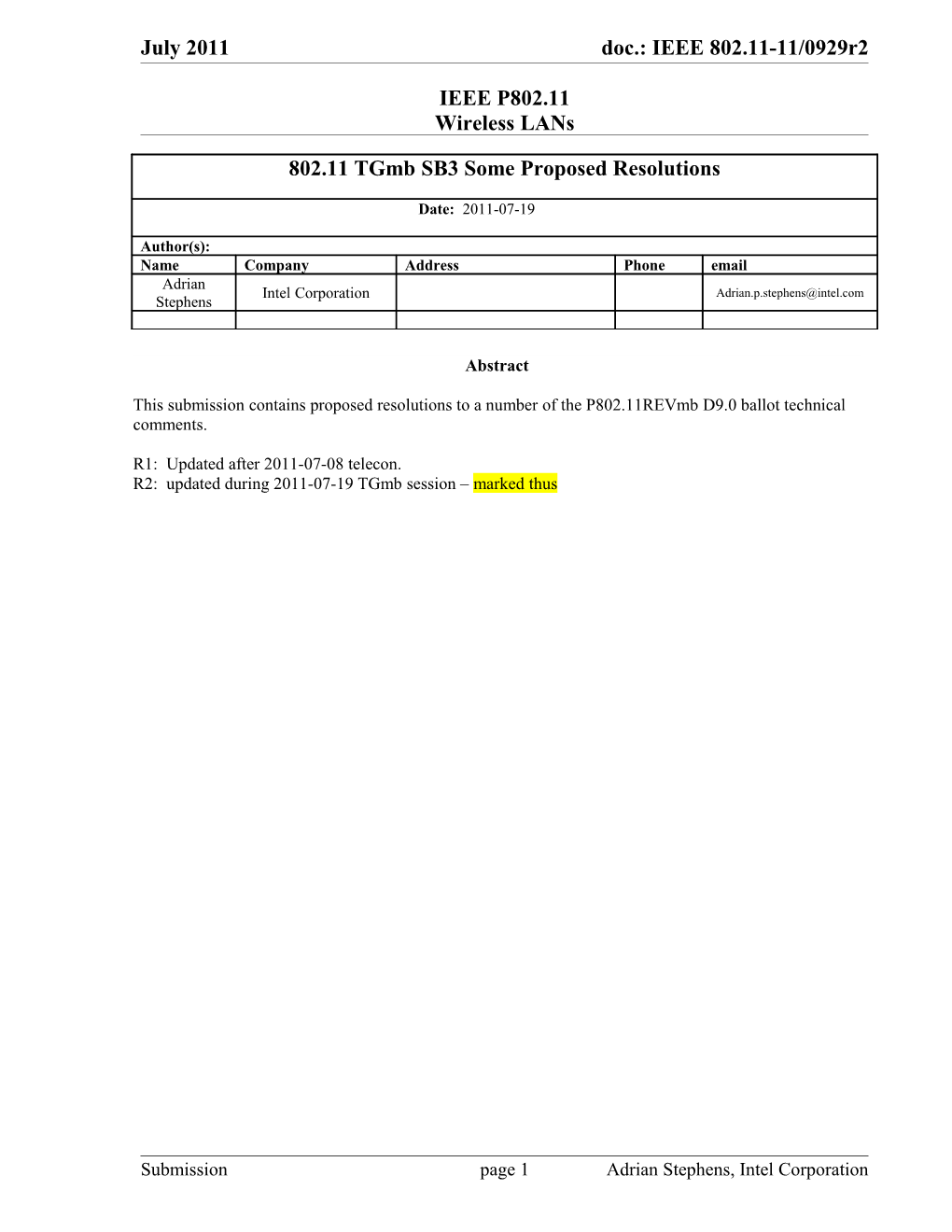 IEEE P802.11 Wireless Lans s11