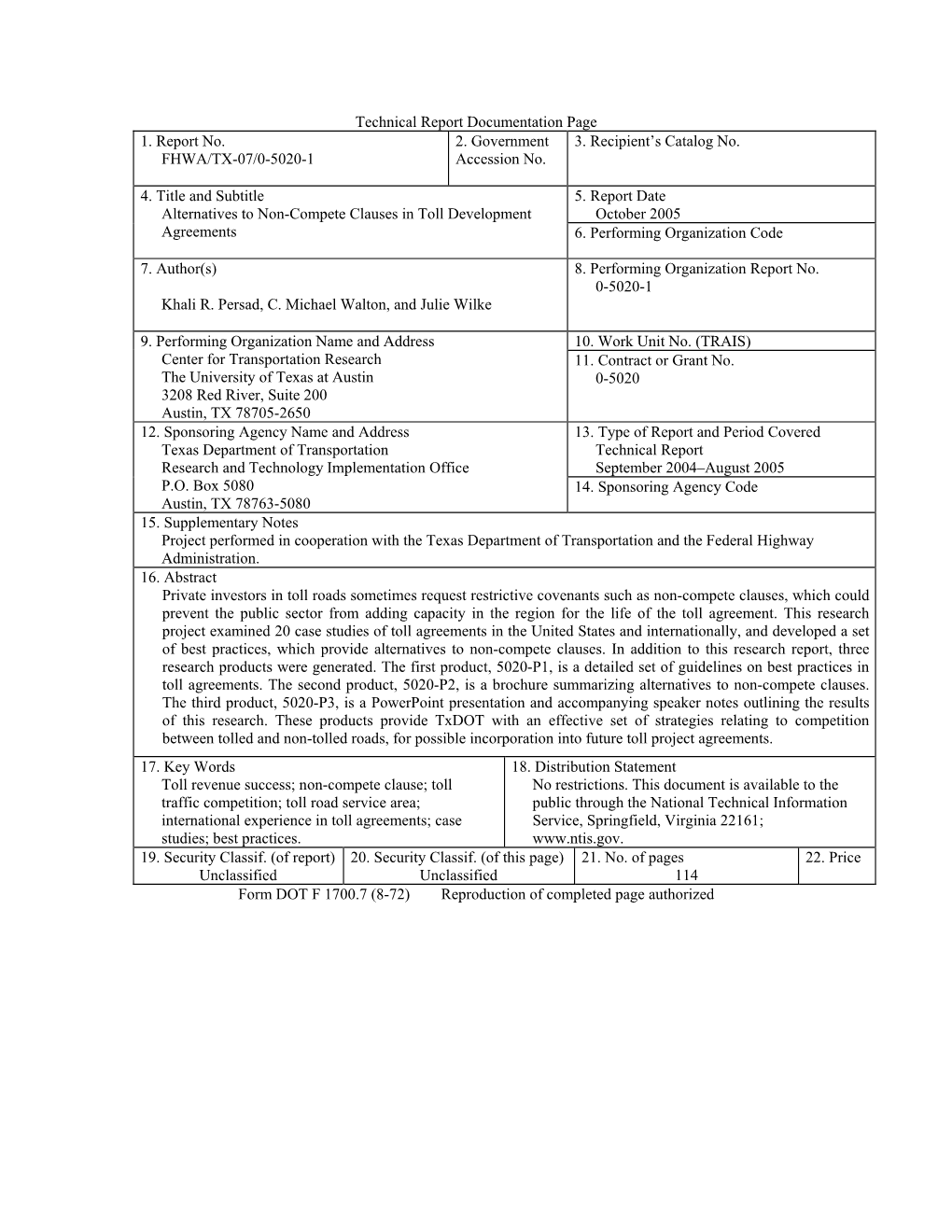 Alternatives to Non-Compete Clauses in Toll Development Agreements