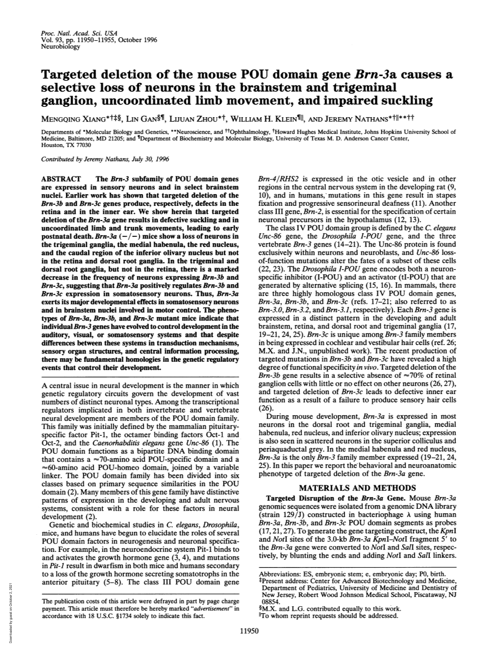 Ganglion, Uncoordinated Limb Movement,And Impaired Suckling