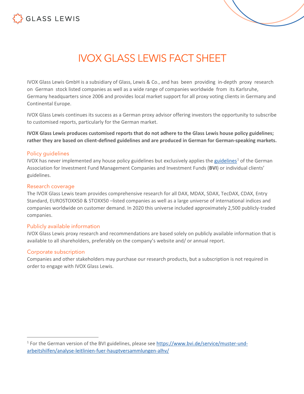 Ivox Glass Lewis Fact Sheet