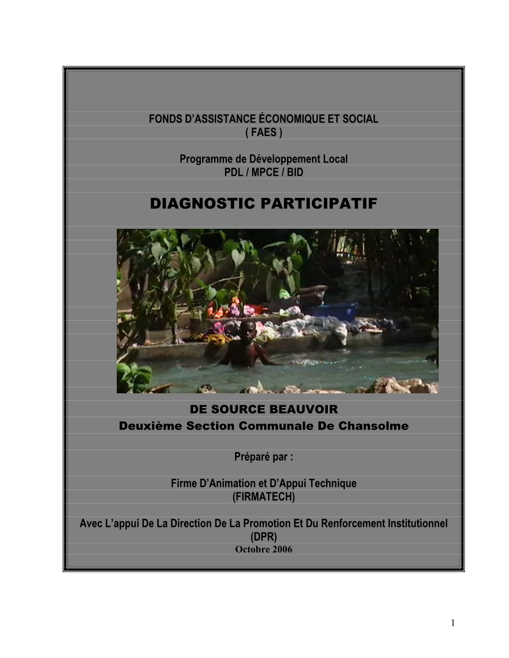 Diagnostic Participatif De Source Beauvoir Deuxieme Section Communale