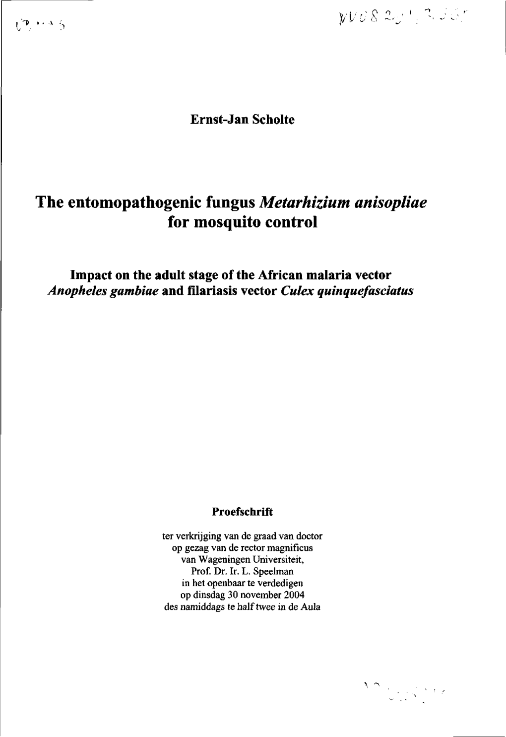 The Entomopathogenic Fungusmetarhizium Anisopliae For