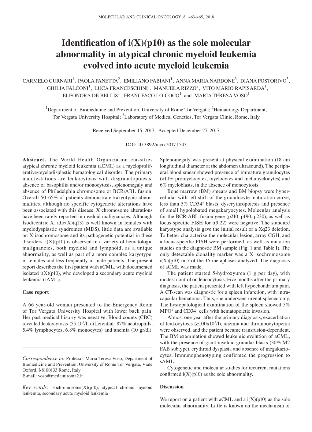 As the Sole Molecular Abnormality in Atypical Chronic Myeloid Leukemia Evolved Into Acute Myeloid Leukemia