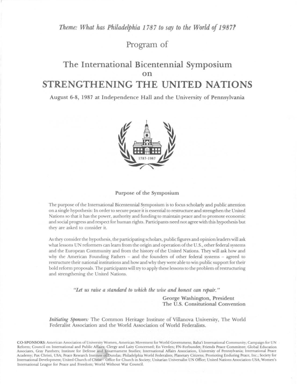 International Bicentennial Symposium on Strengthening the UN, 1987