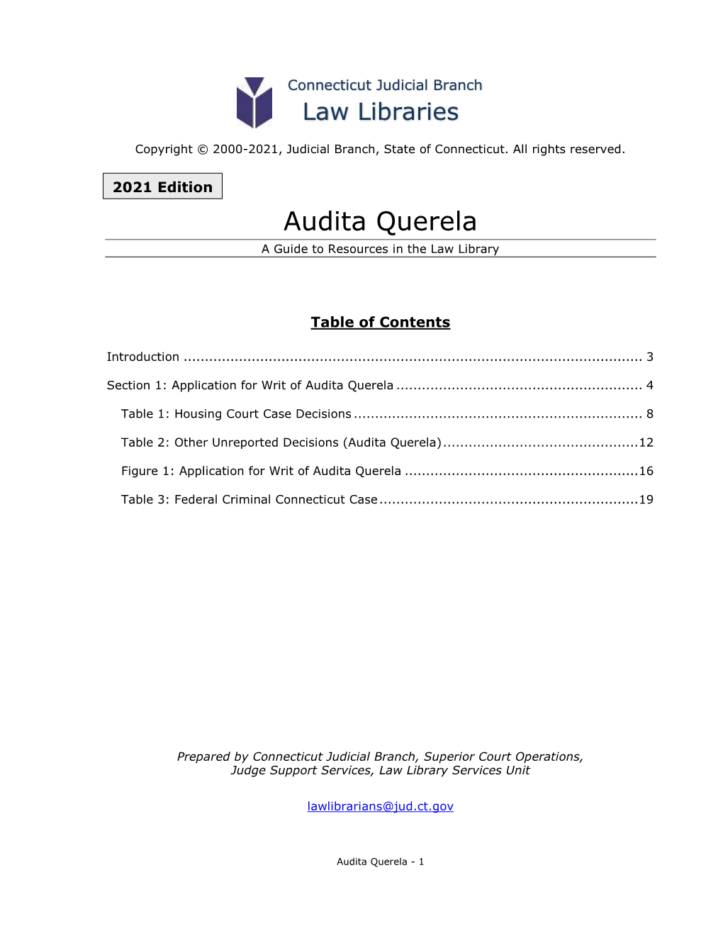 Audita Querela a Guide to Resources in the Law Library