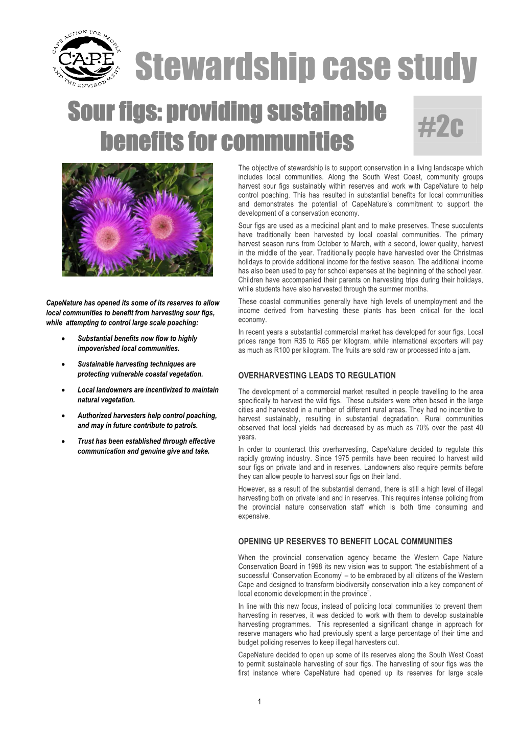2C – Sour Figs: Providing Sustainable Benefits for Communities