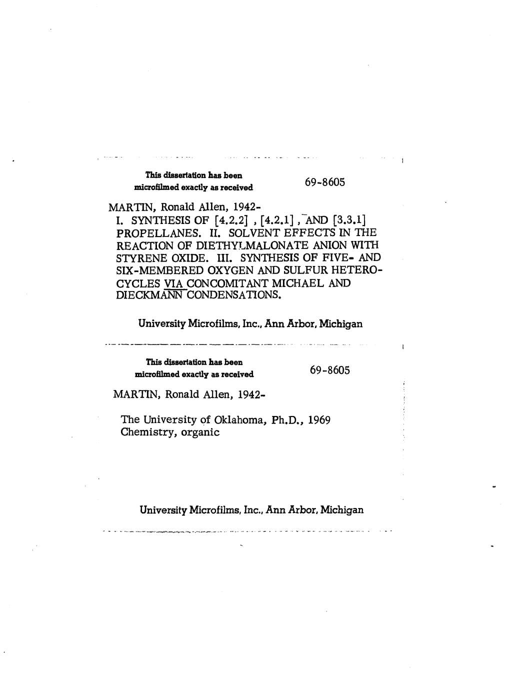 1. Synthesis of [4.2.2] , [4.2.1] ,‘And [3.3.1] Profellanes