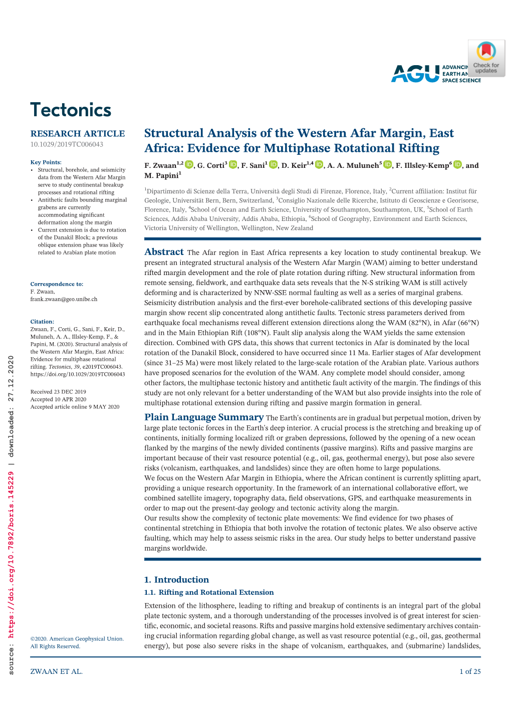 Structural Analysis of the Western Afar Margin, East Africa