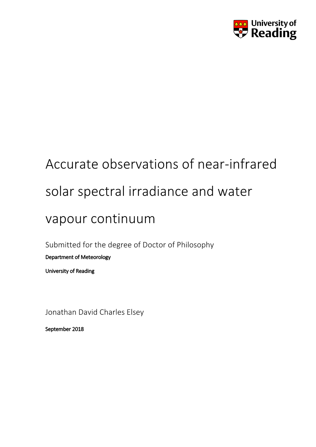 Accurate Observations of Near-Infrared Solar Spectral Irradiance and Water Vapour Continuum