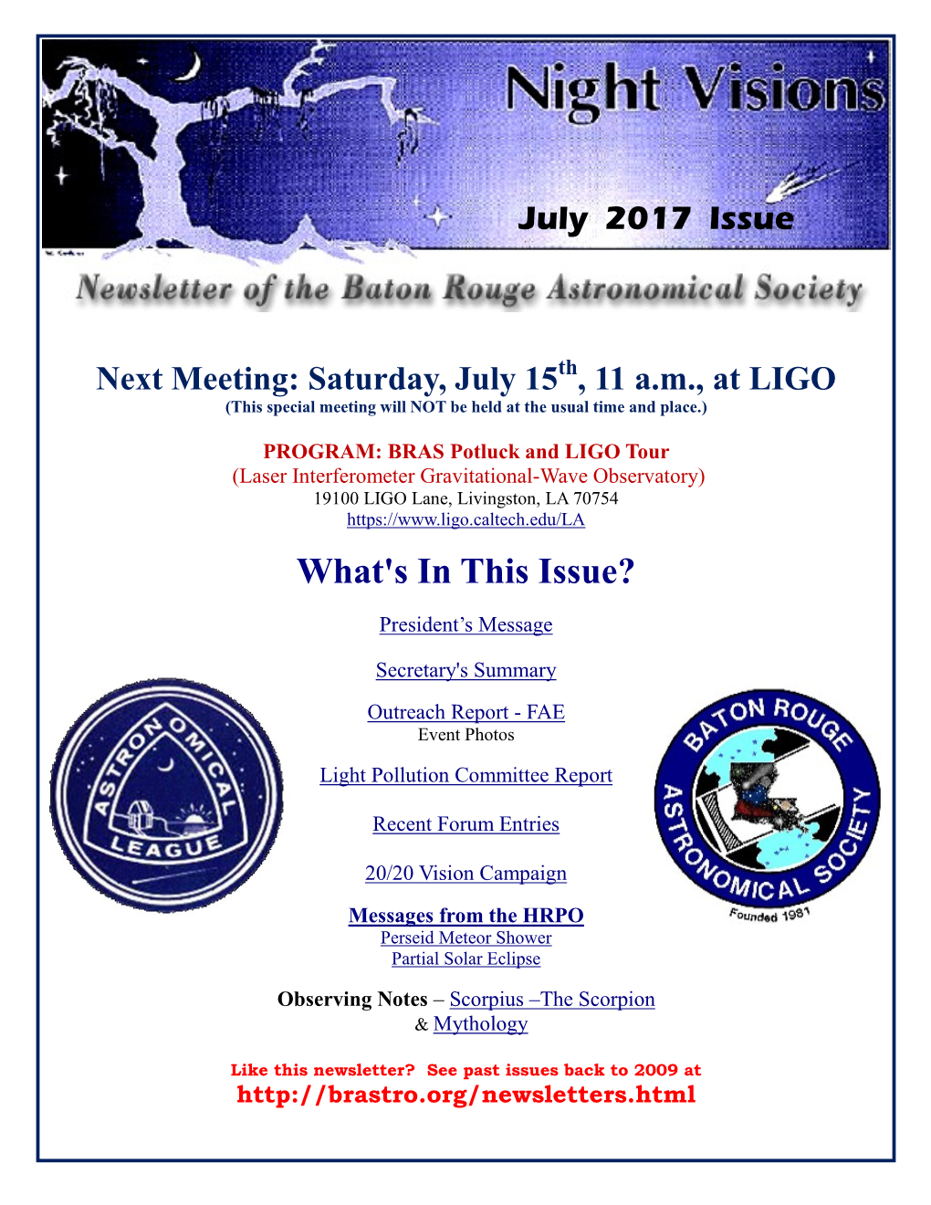 July 2017 BRAS Newsletter