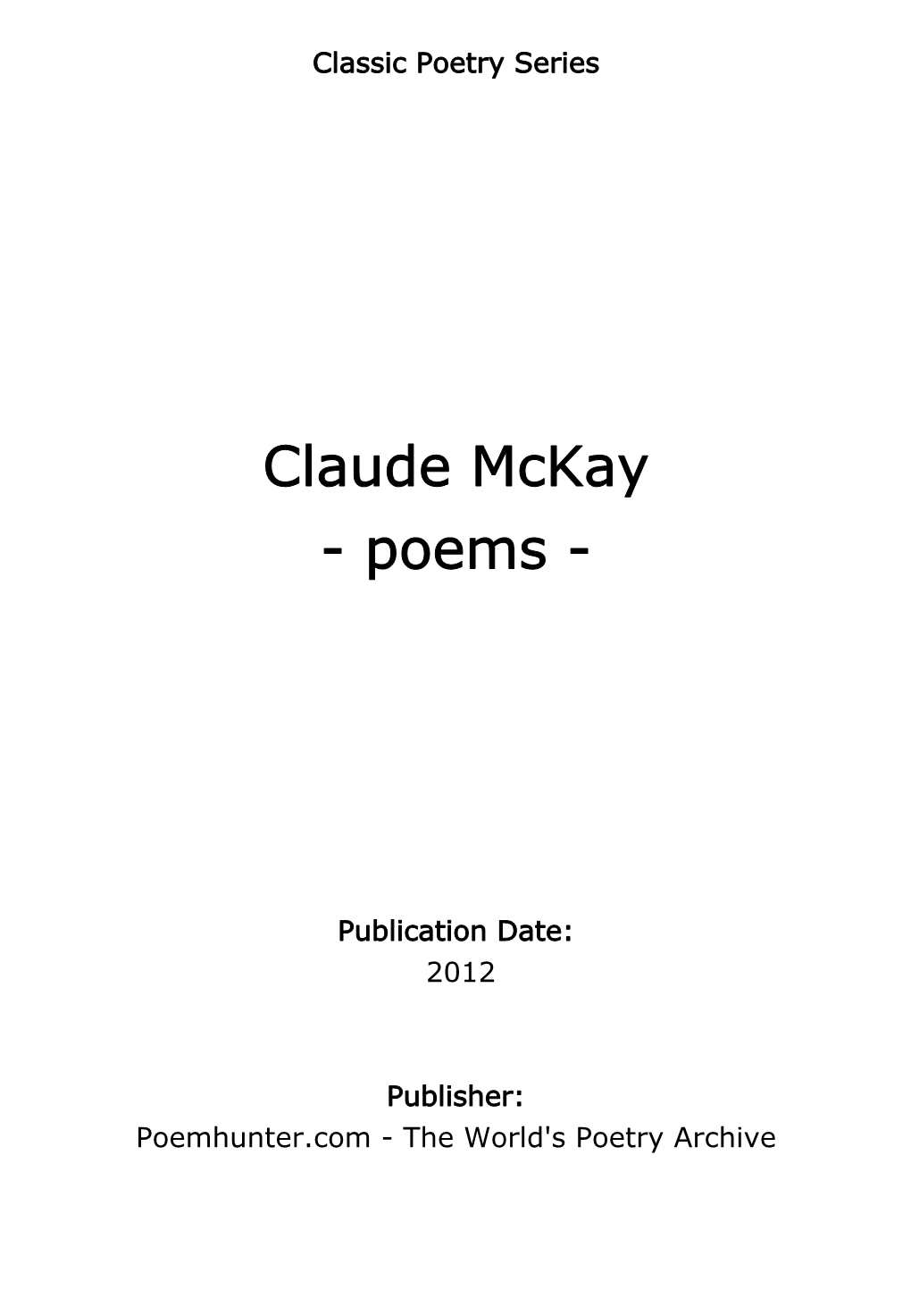 Claude Mckay - Poems