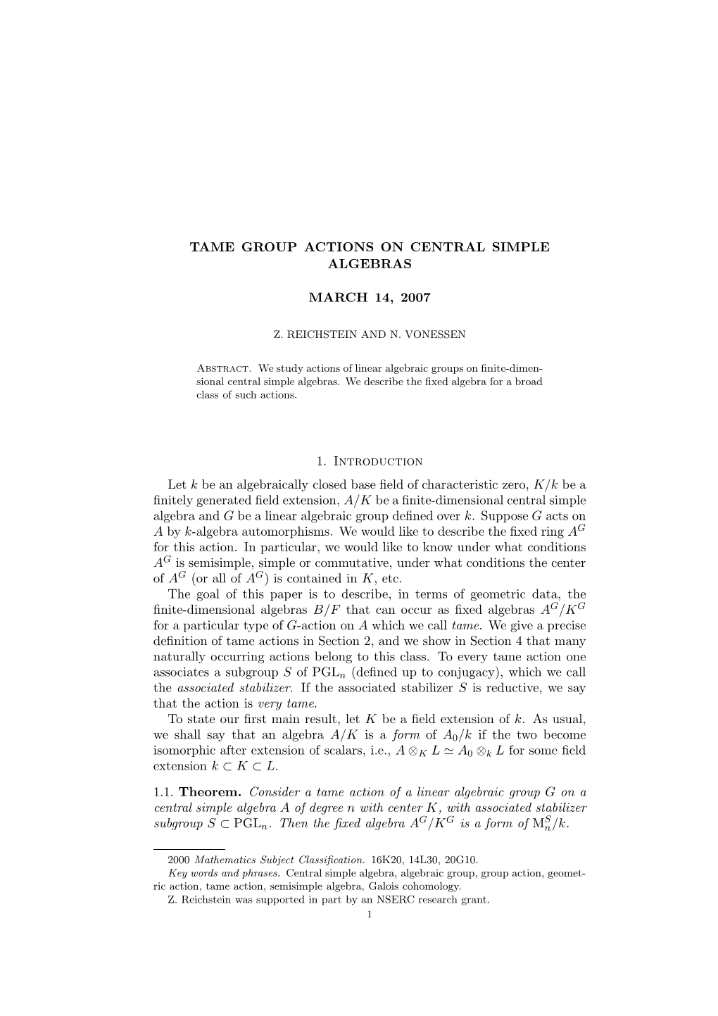 Tame Group Actions on Central Simple Algebras