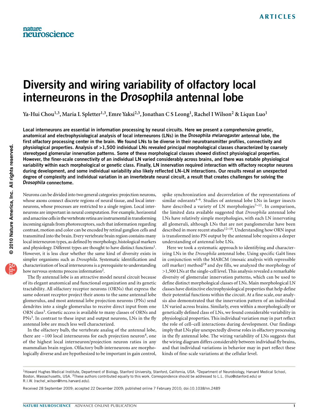 Diversity and Wiring Variability of Olfactory Local Interneurons in The