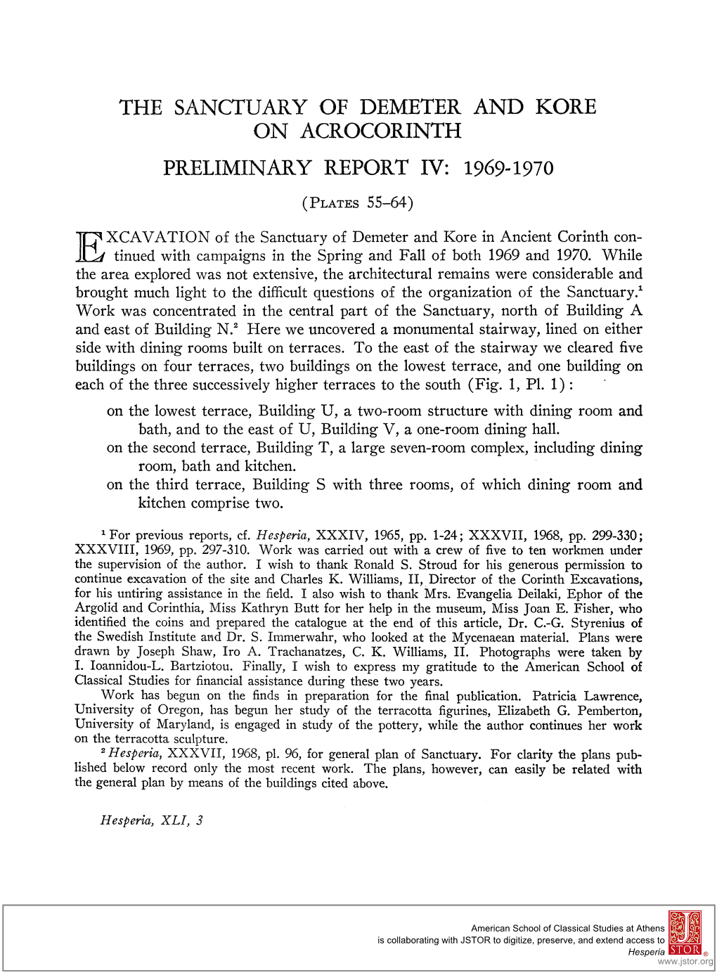 The Sanctuary of Demeter and Kore on Acrocorinth Preliminary Report Iv