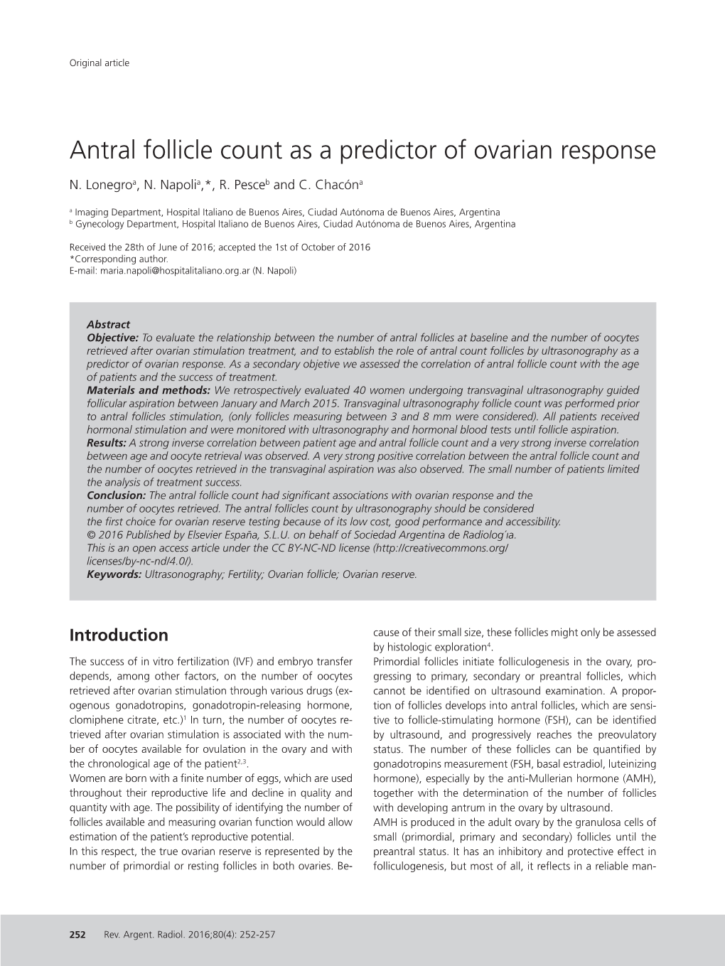 Antral Follicle Count As a Predictor of Ovarian Response