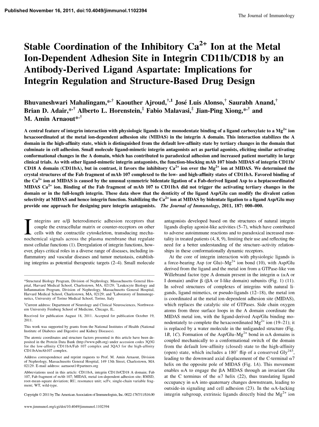 Site in Integrin Cd11b/CD18 by an Antibody-Derived Ligand Aspartate: Implications for Integrin Regulation and Structure-Based Drug Design