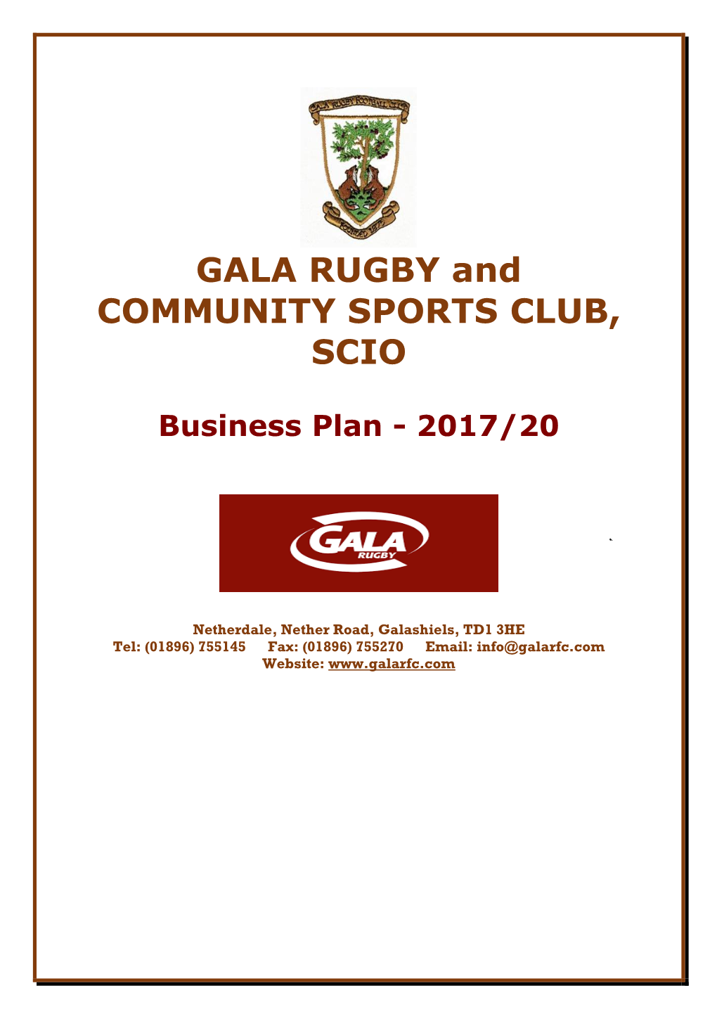 GALA RUGBY and COMMUNITY SPORTS CLUB, SCIO