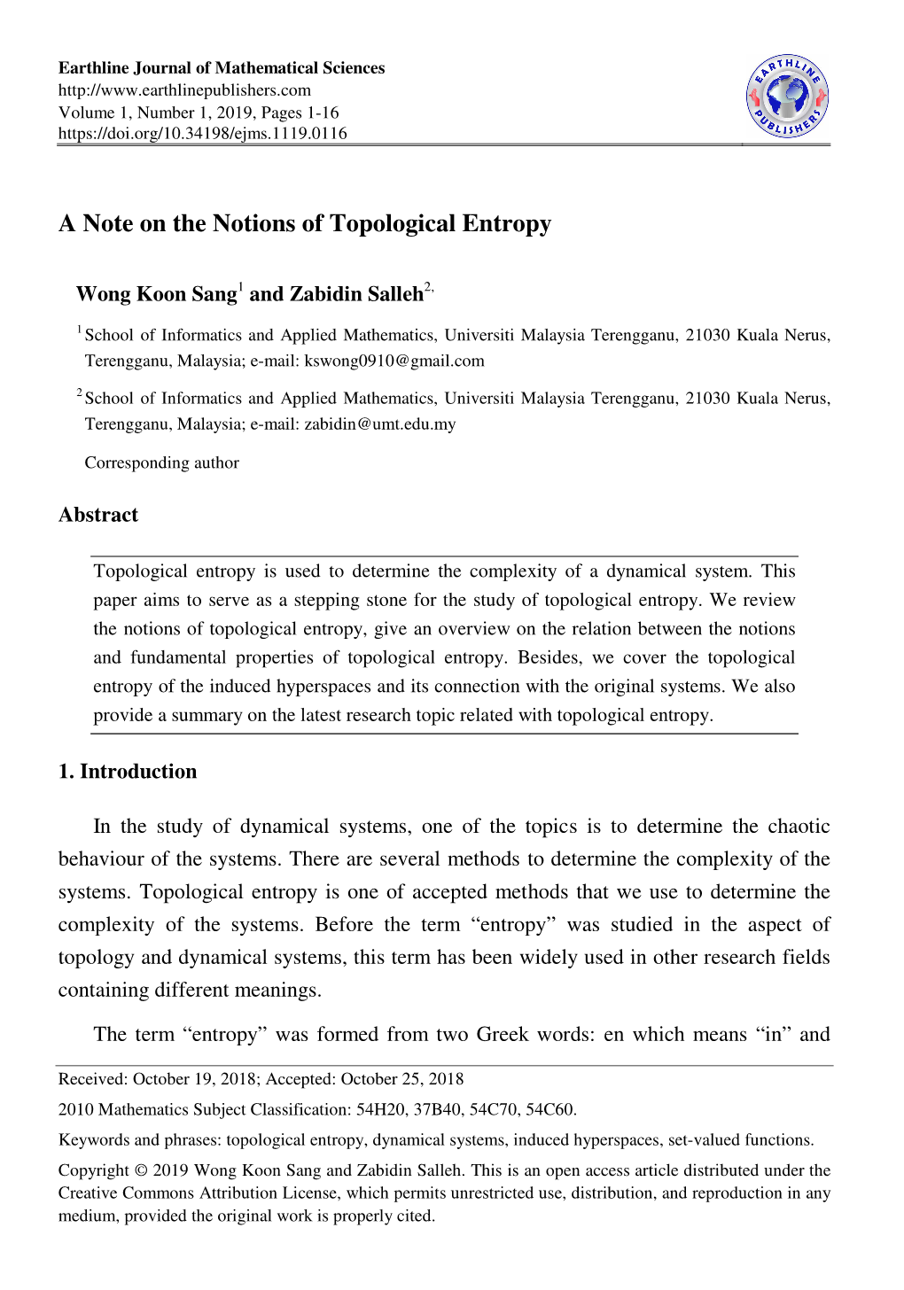 A Note on the Notions of Topological Entropy