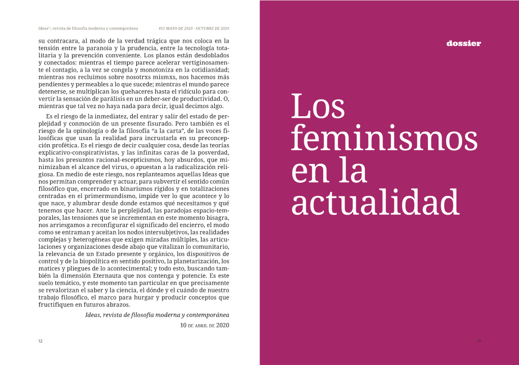 Los Feminismos En La Actualidad