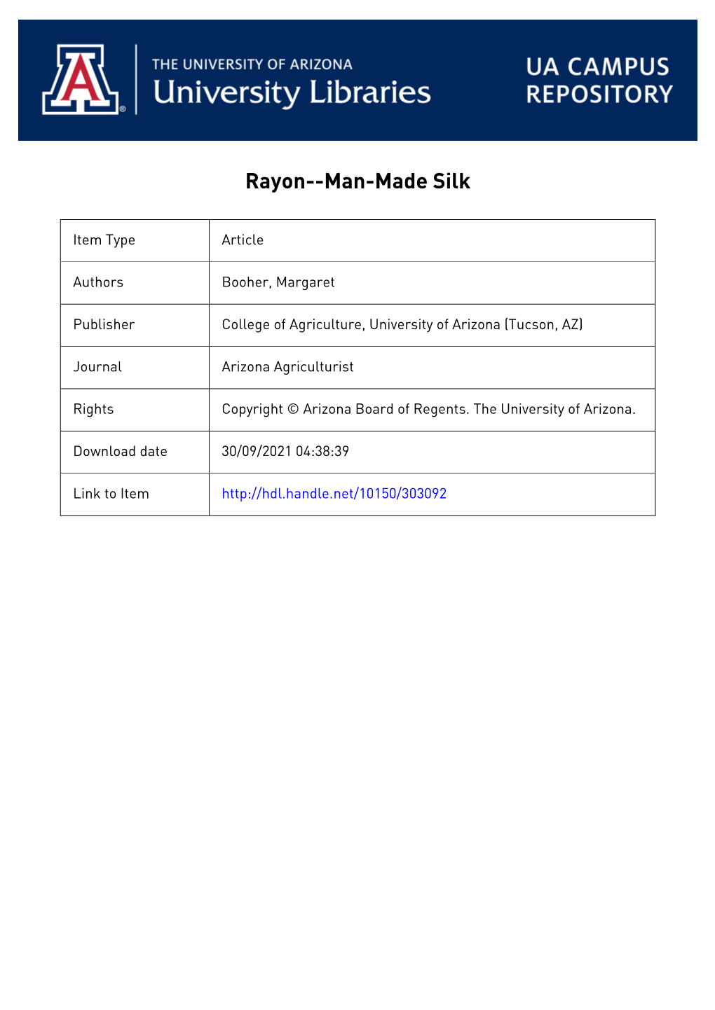 Rayon--Man-Made Silk