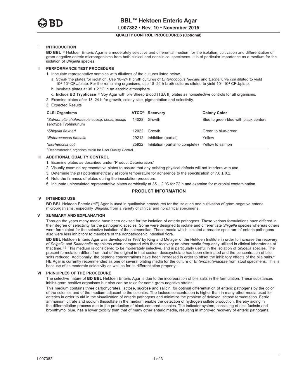 BD BBL Hektoen Enteric Agar