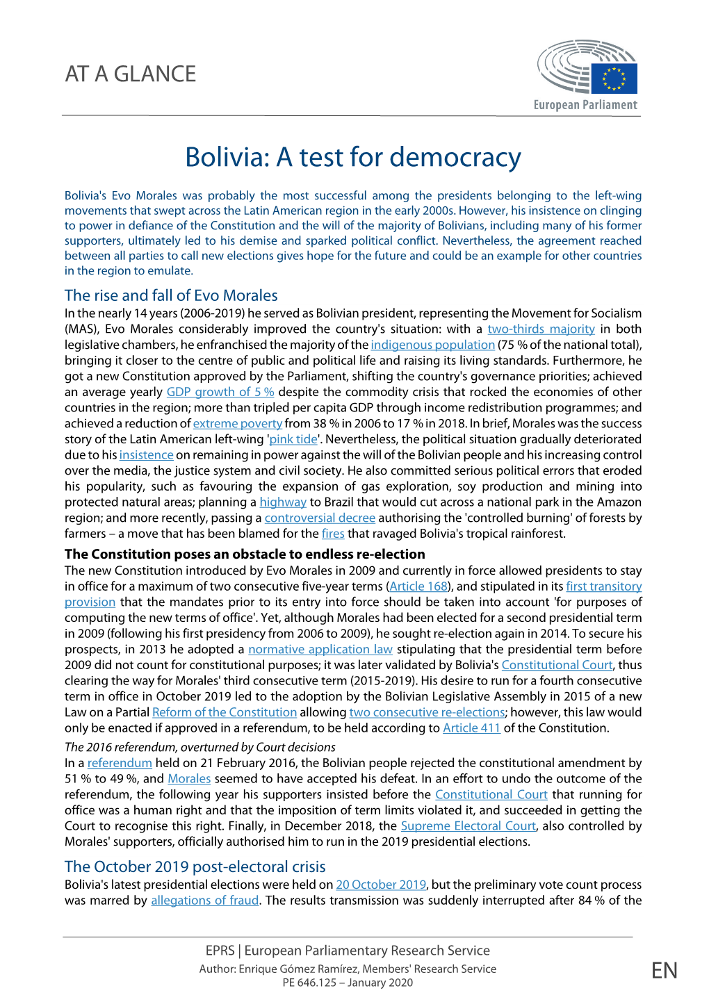 Bolivia: a Test for Democracy