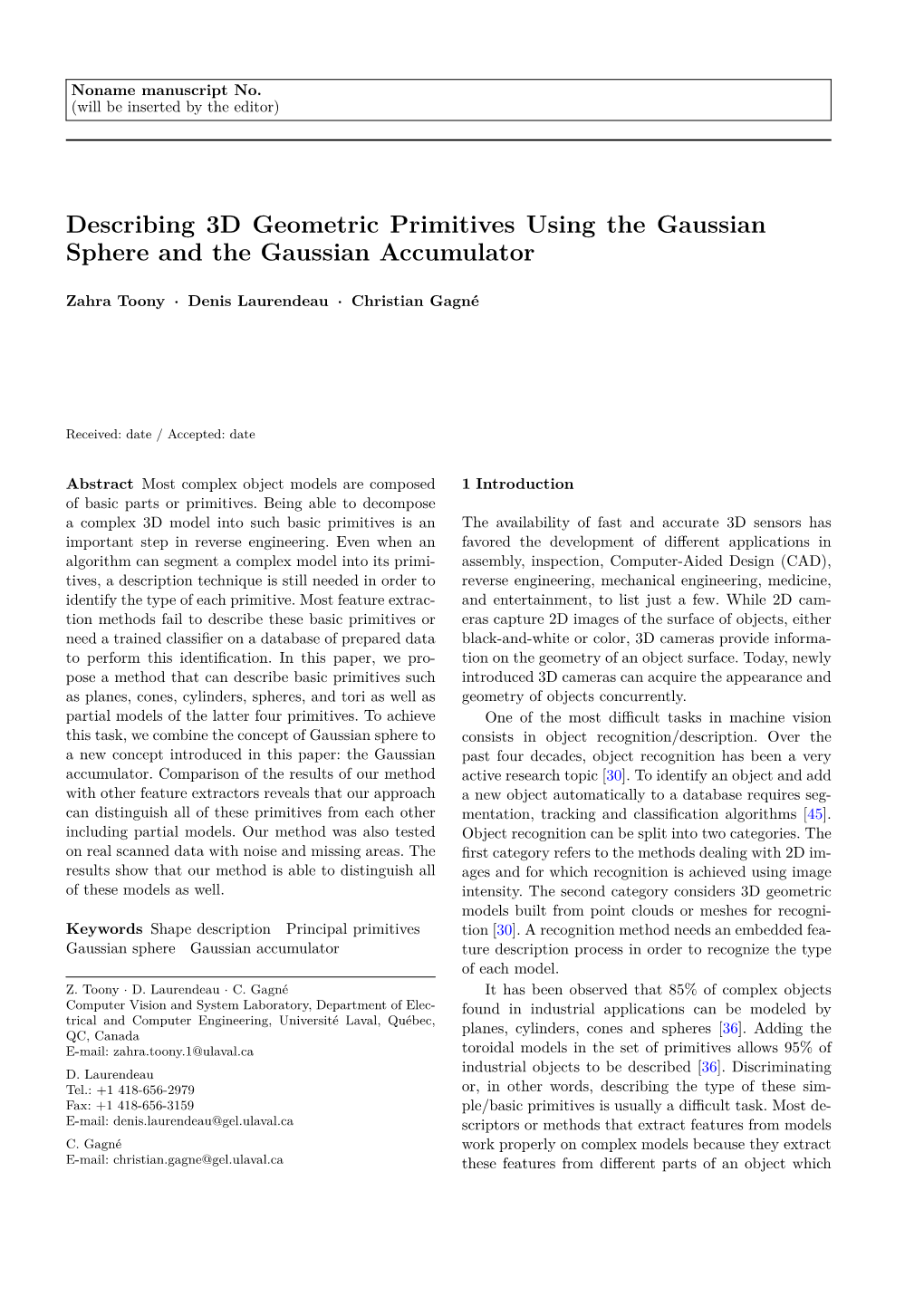 Describing 3D Geometric Primitives Using the Gaussian Sphere and the Gaussian Accumulator