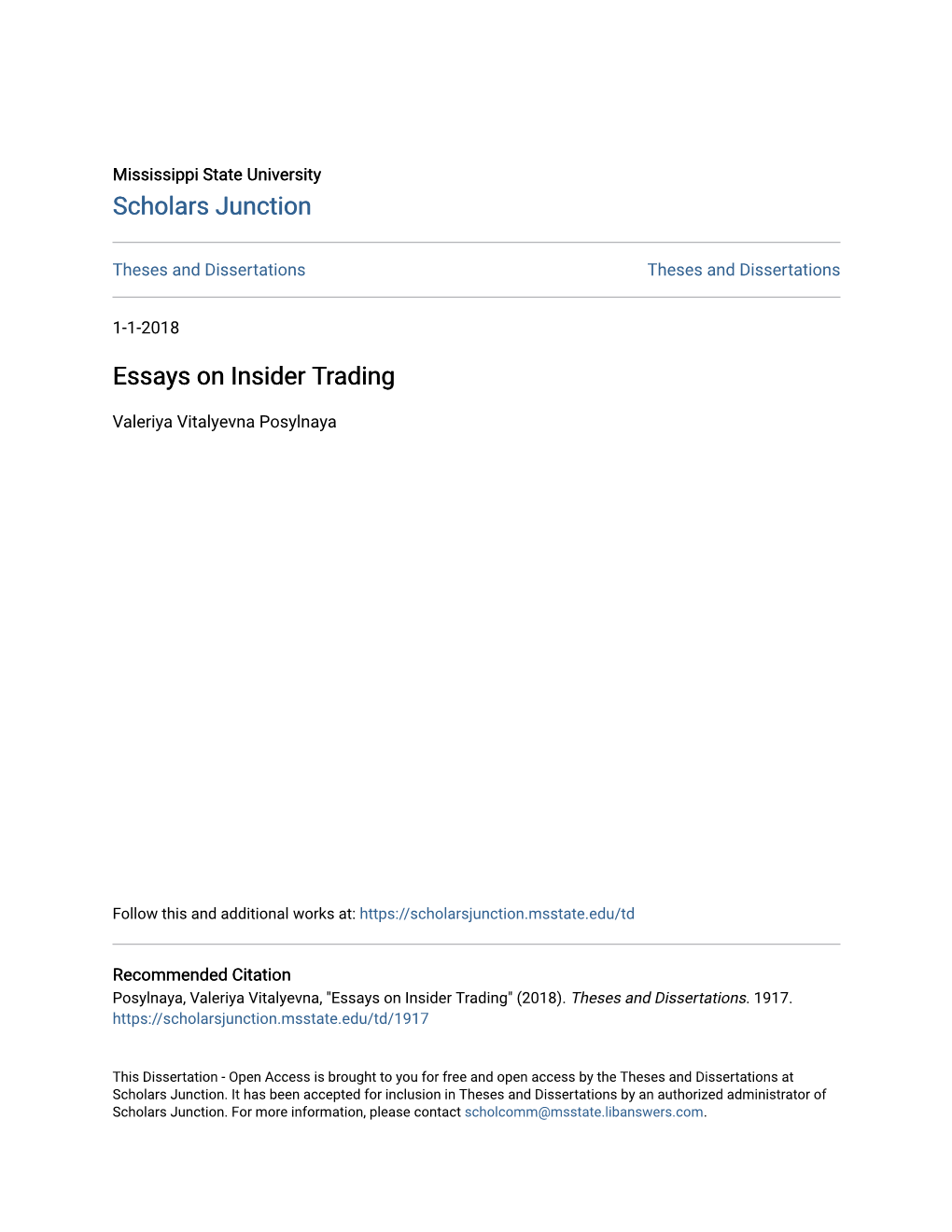 Essays on Insider Trading