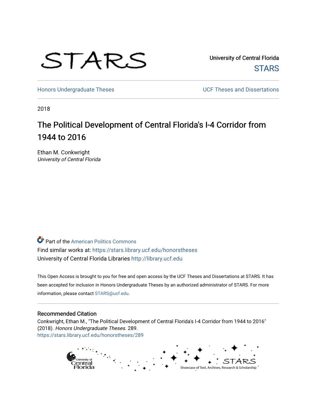 The Political Development of Central Florida's I-4 Corridor from 1944 to 2016