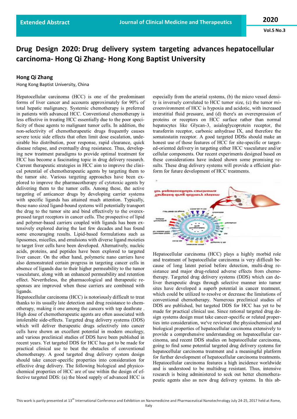 Drug Delivery System Targeting Advances Hepatocellular Carcinoma- Hong Qi Zhang- Hong Kong Baptist University