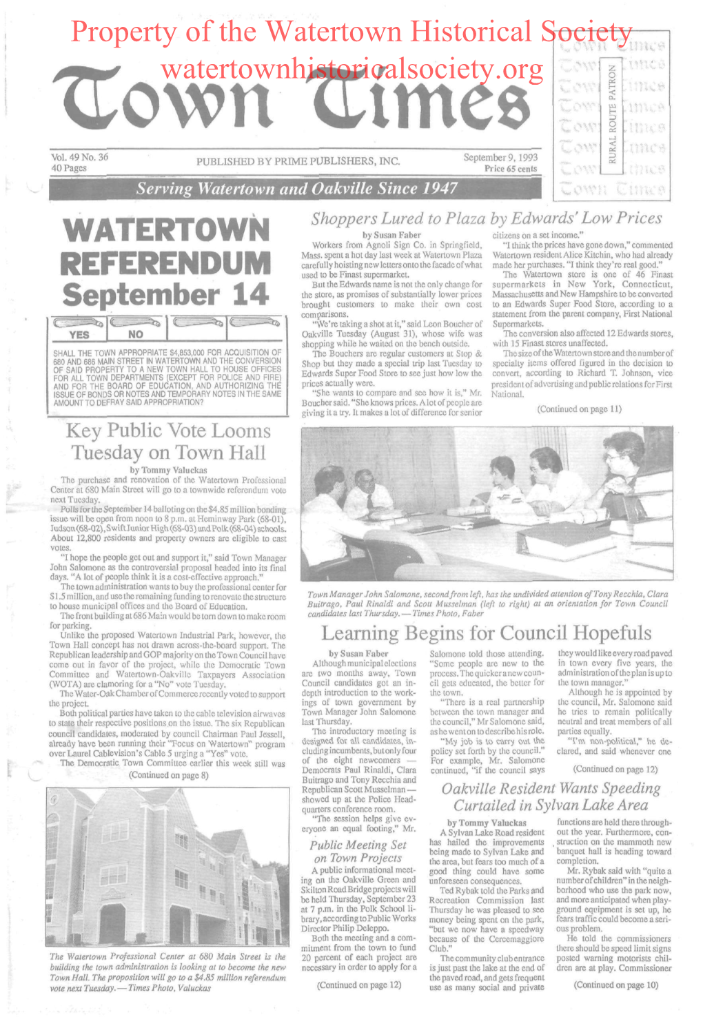 Watertown Historical Society Watertownhistoricalsociety.Org • Tlimee U Vol