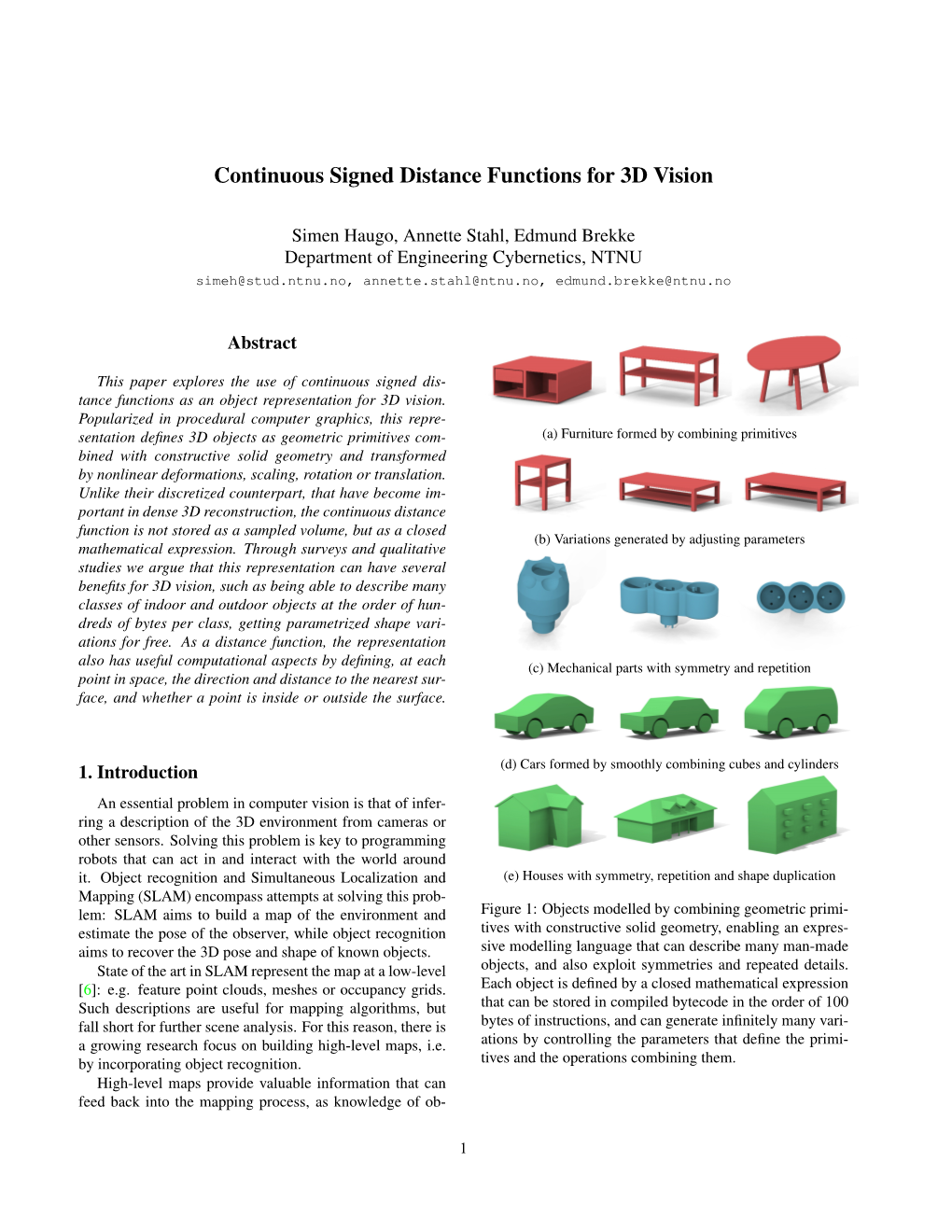 Continuous Signed Distance Functions for 3D Vision