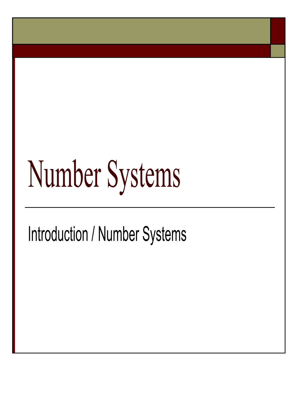 Number Systems