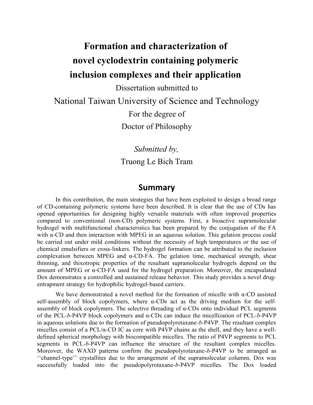 Formation and Characterization Of