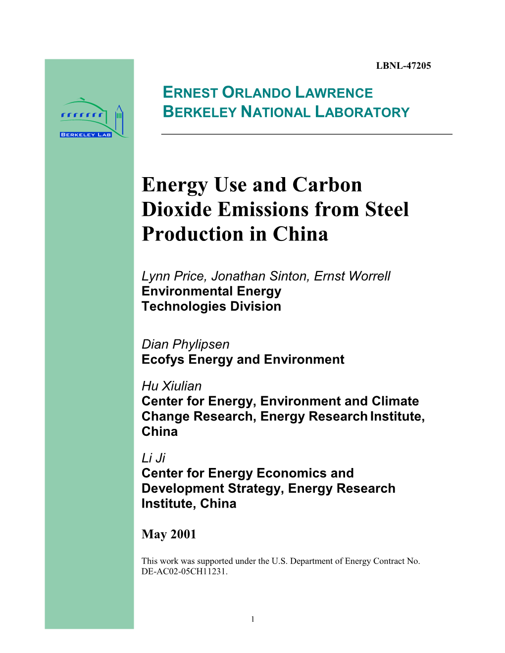 Energy Use for Steelmaking in China