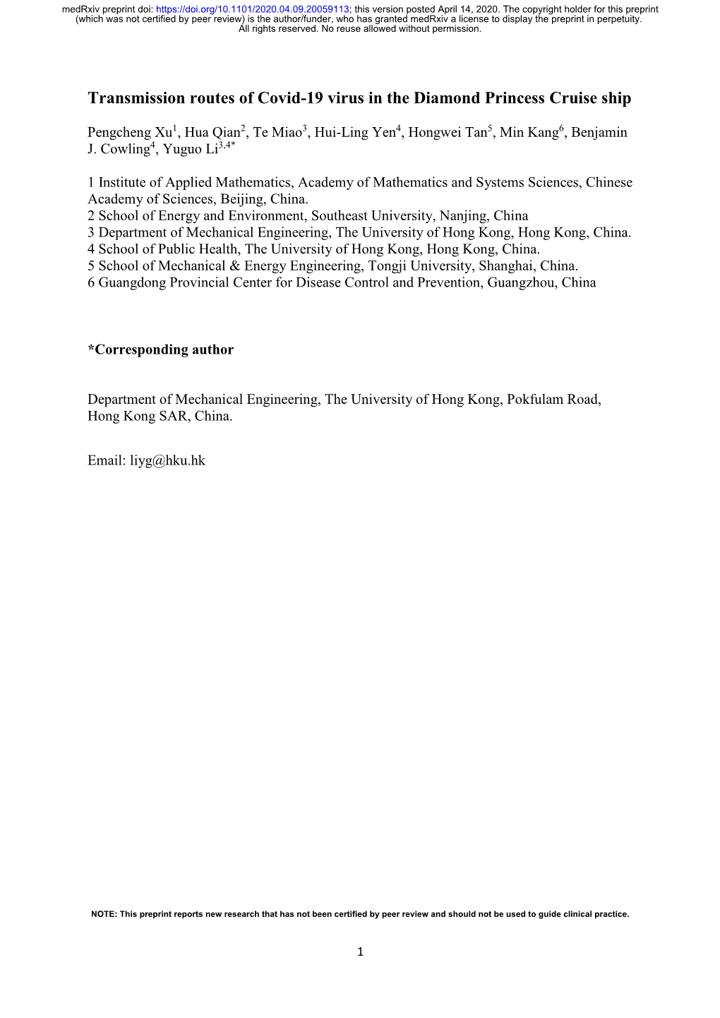 Transmission Routes of Covid-19 Virus in the Diamond Princess Cruise Ship