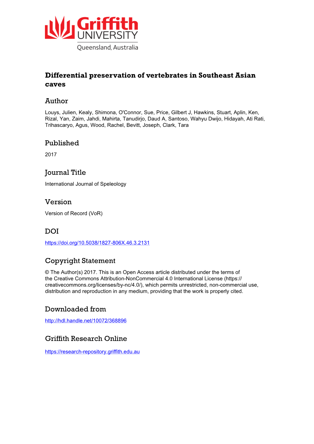 International Journal of Speleology