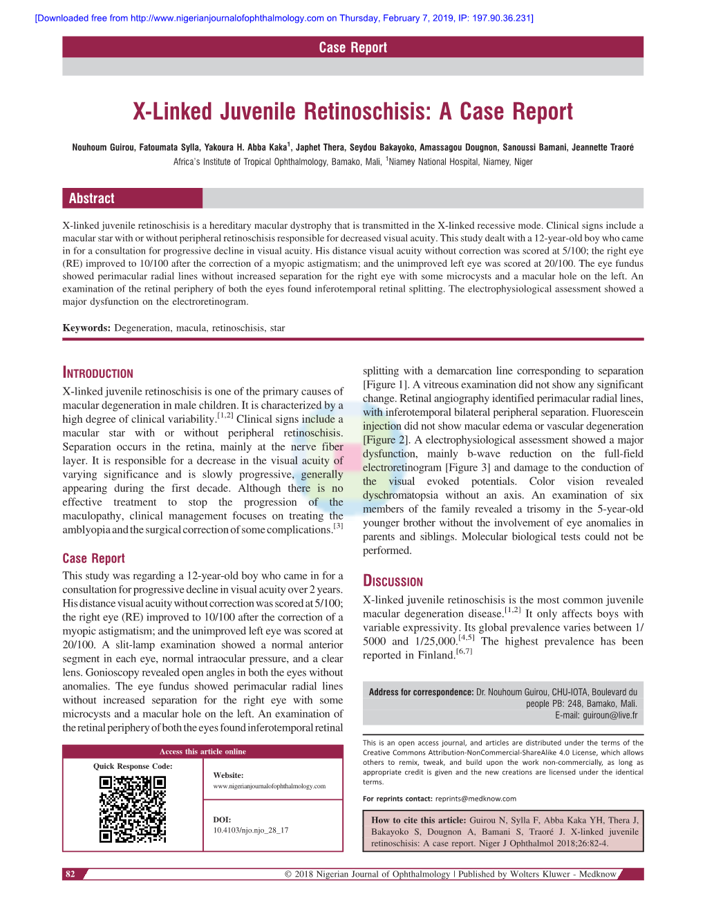 X-Linked Juvenile Retinoschisis: a Case Report