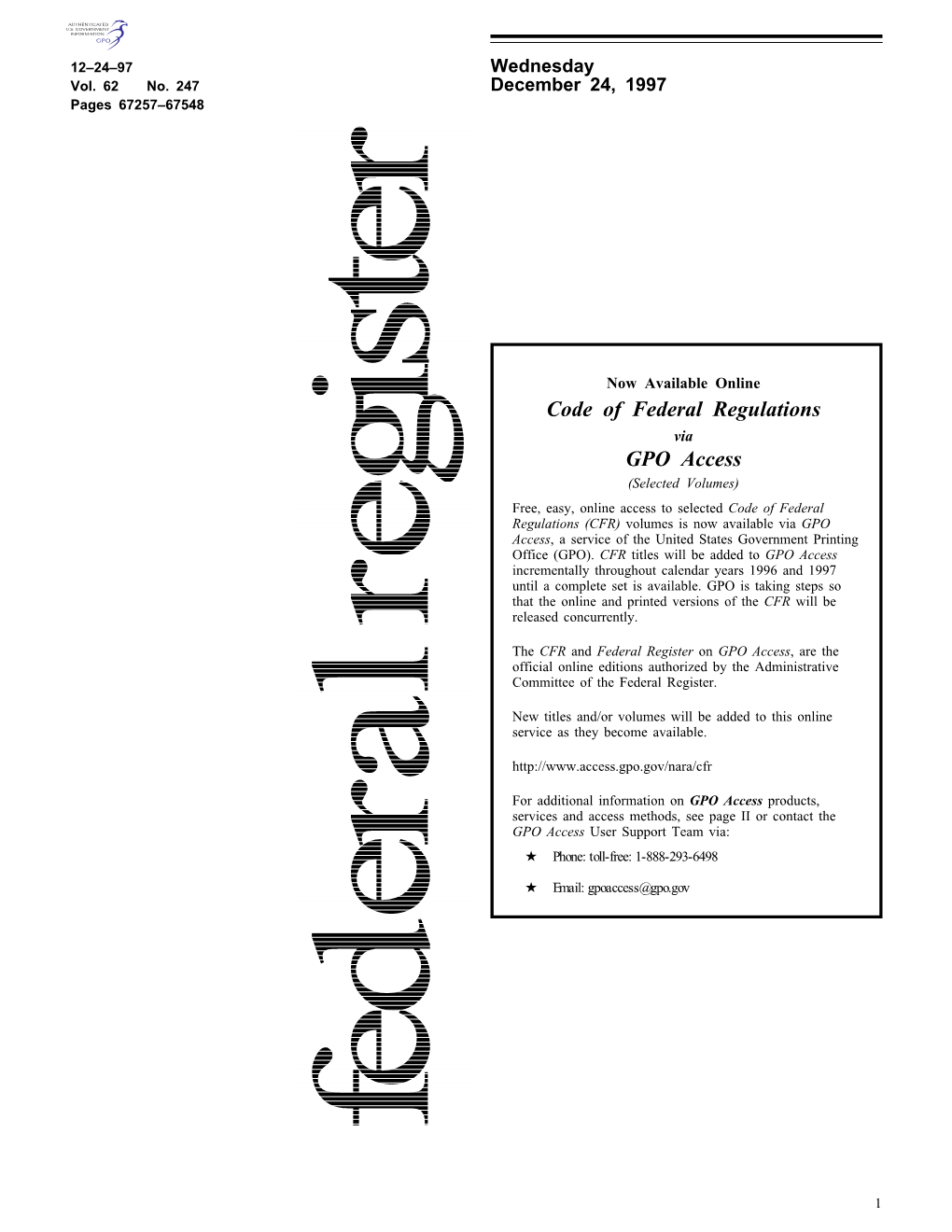 Federal Register December 24,1997 Wednesday Office (GPO)