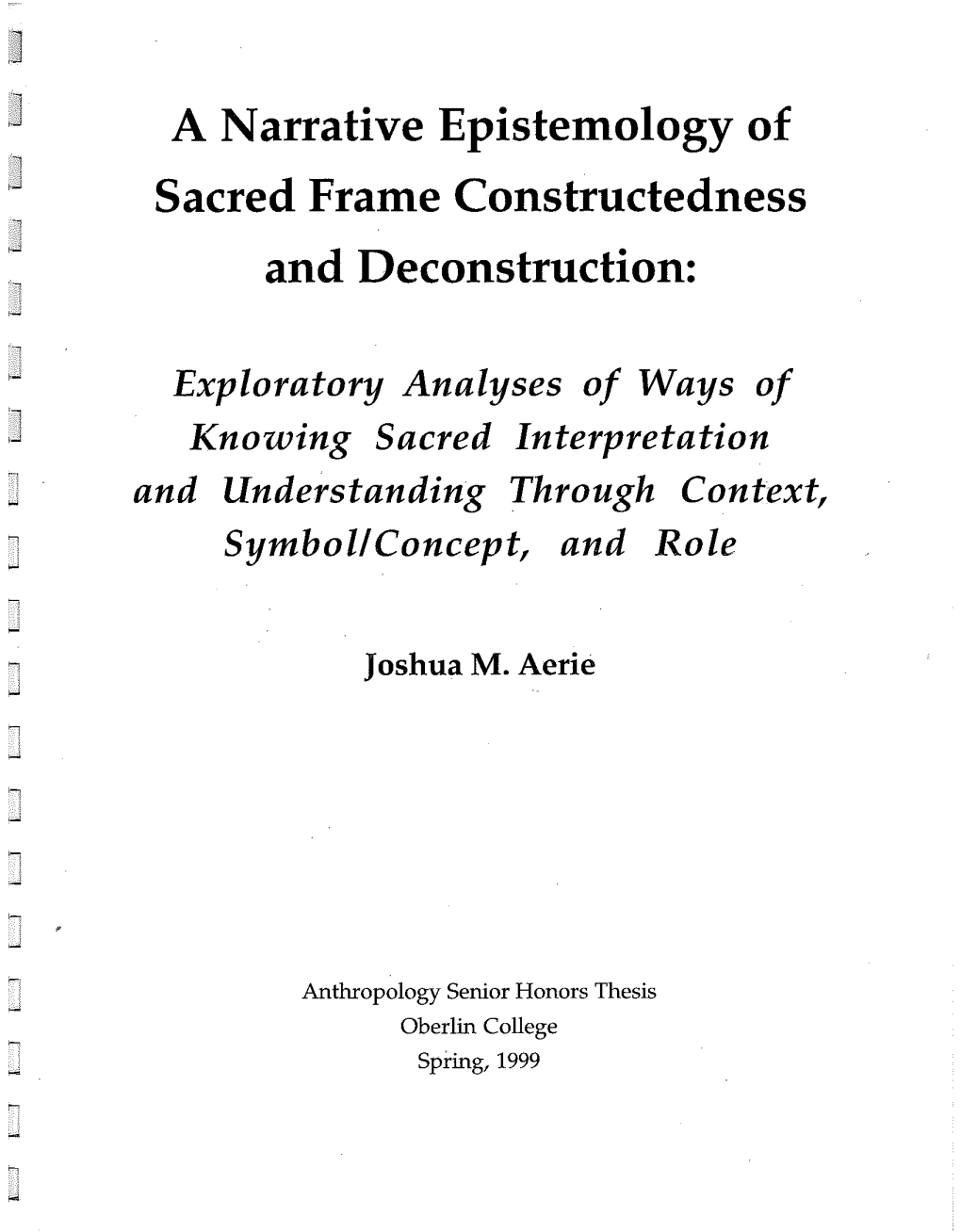 A Narrative Epistemology of Sacred Frame