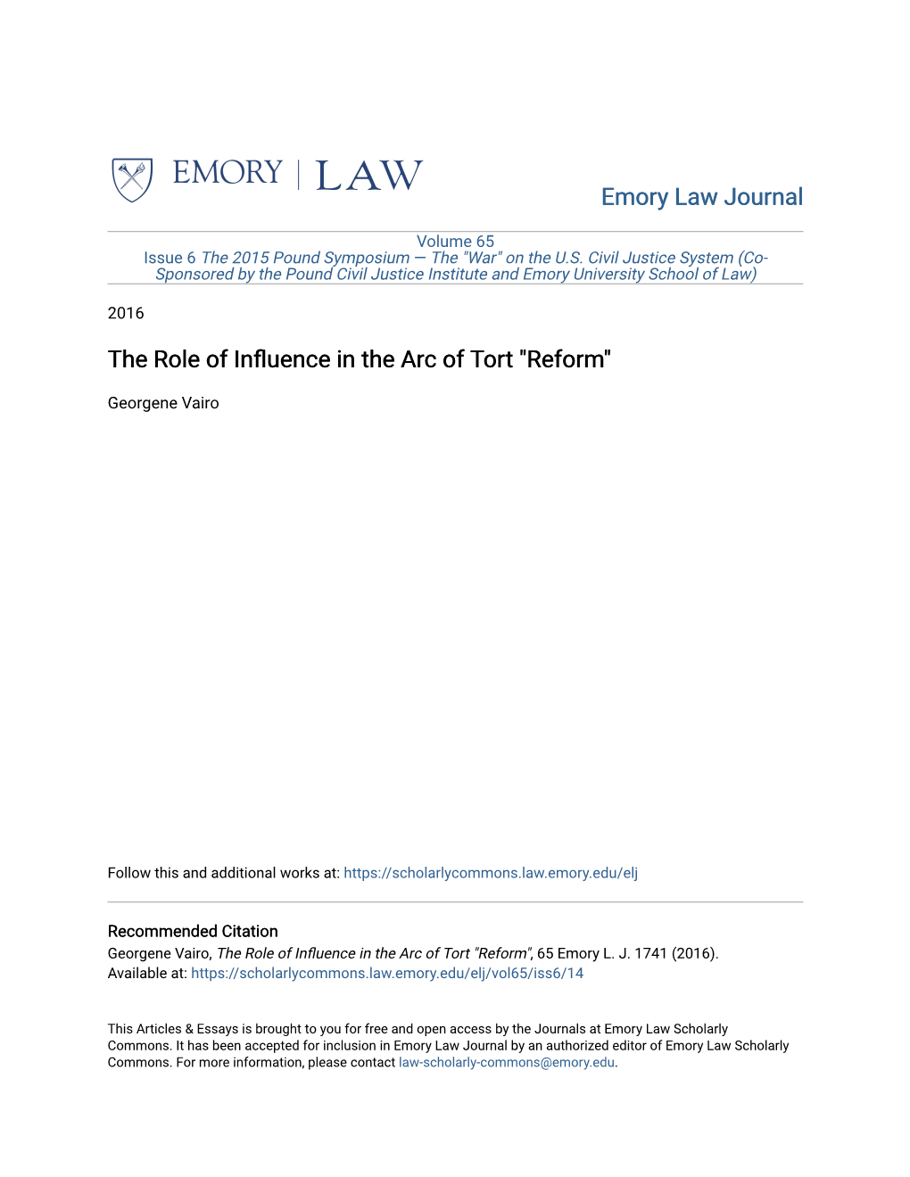 The Role of Influence in the Arc of Tort 